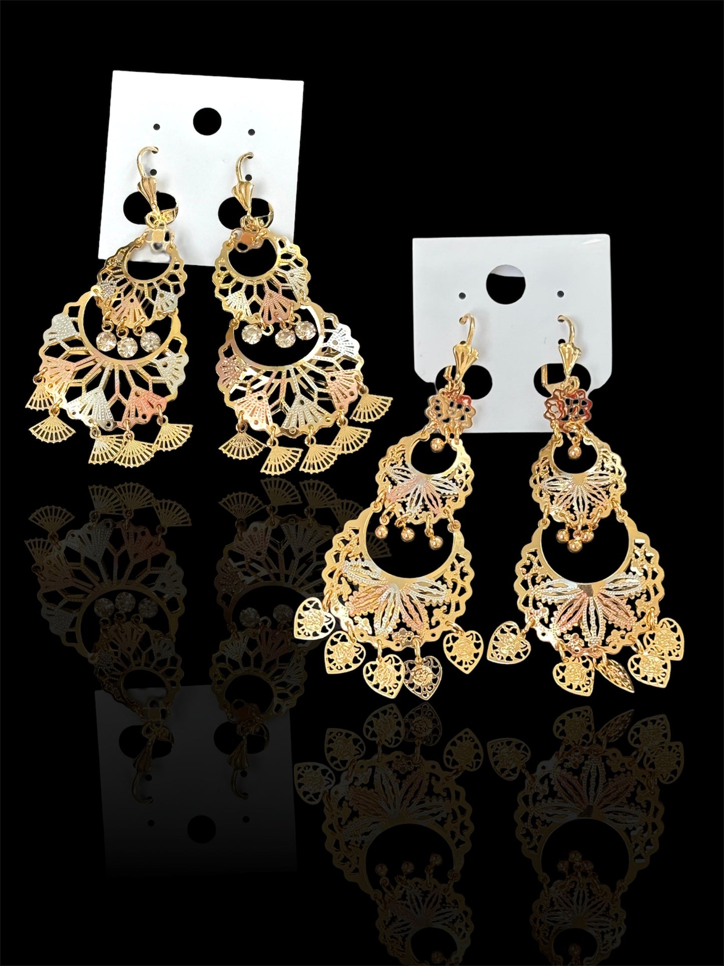 3 Tiered Gold Plated Earrings