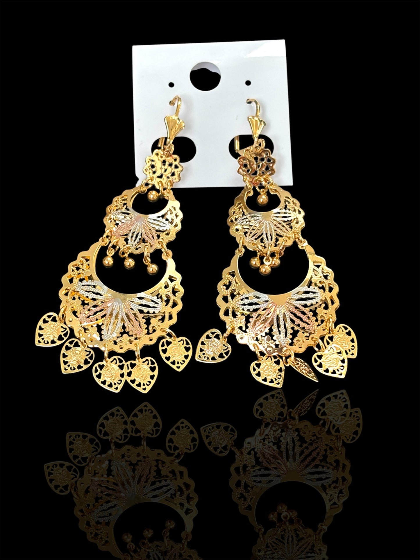 3 Tiered Gold Plated Earrings