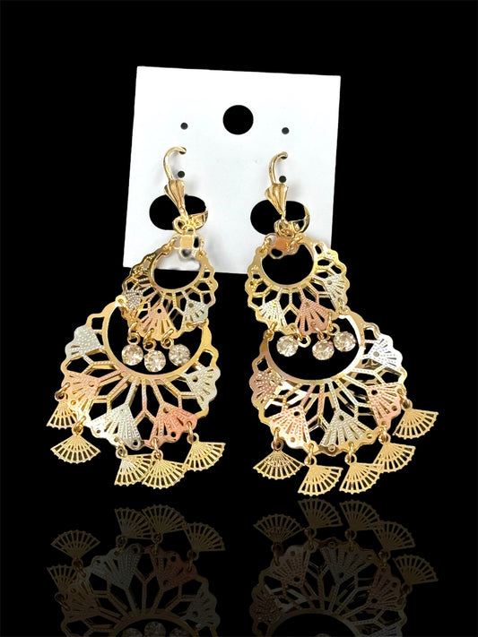 3 Tiered Gold Plated Earrings